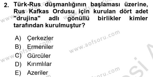 Birinci Dünya Savaşı’nda Türk Cepheleri Dersi 2021 - 2022 Yılı Yaz Okulu Sınavı 2. Soru