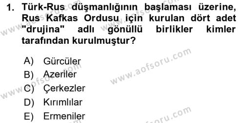 Birinci Dünya Savaşı’nda Türk Cepheleri Dersi 2023 - 2024 Yılı (Final) Dönem Sonu Sınavı 1. Soru