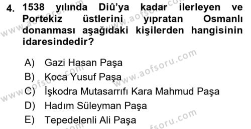 Sömürgecilik Tarihi (Avrupa-Amerika) Dersi 2019 - 2020 Yılı (Vize) Ara Sınavı 4. Soru