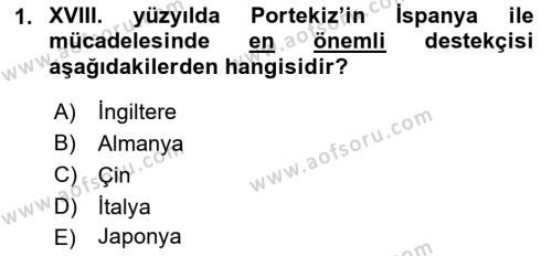 Sömürgecilik Tarihi (Avrupa-Amerika) Dersi 2021 - 2022 Yılı (Final) Dönem Sonu Sınavı 1. Soru