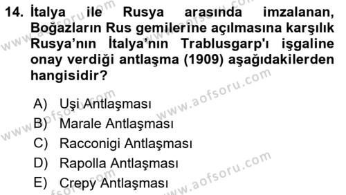 Sömürgecilik Tarihi (Avrupa-Amerika) Dersi 2021 - 2022 Yılı (Final) Dönem Sonu Sınavı 14. Soru