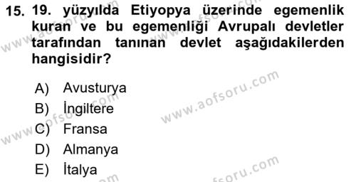 Sömürgecilik Tarihi (Avrupa-Amerika) Dersi 2021 - 2022 Yılı (Final) Dönem Sonu Sınavı 15. Soru