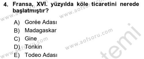 Sömürgecilik Tarihi (Avrupa-Amerika) Dersi 2022 - 2023 Yılı Yaz Okulu Sınavı 4. Soru