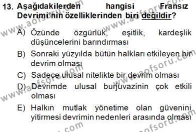 Türk Kültür Tarihi Dersi 2014 - 2015 Yılı (Final) Dönem Sonu Sınavı 13. Soru