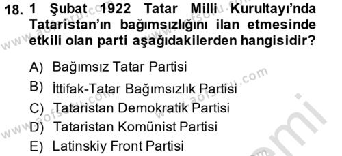 Çağdaş Türk Dünyası Dersi 2014 - 2015 Yılı Tek Ders Sınavı 18. Soru