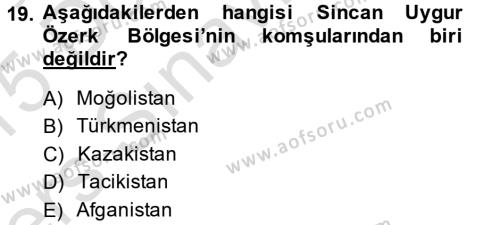 Çağdaş Türk Dünyası Dersi 2014 - 2015 Yılı Tek Ders Sınavı 19. Soru