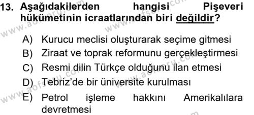 Çağdaş Türk Dünyası Dersi 2015 - 2016 Yılı (Vize) Ara Sınavı 13. Soru