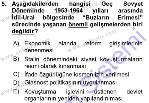 Çağdaş Türk Dünyası Dersi 2015 - 2016 Yılı (Vize) Ara Sınavı 5. Soru