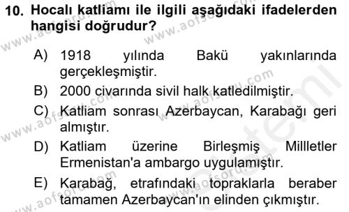 Çağdaş Türk Dünyası Dersi 2018 - 2019 Yılı (Vize) Ara Sınavı 10. Soru