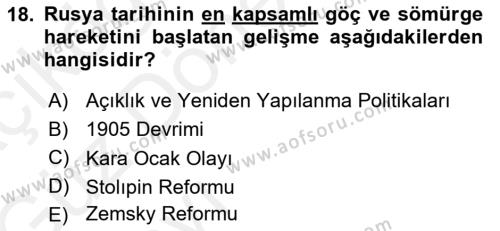 Çağdaş Türk Dünyası Dersi 2018 - 2019 Yılı (Vize) Ara Sınavı 18. Soru