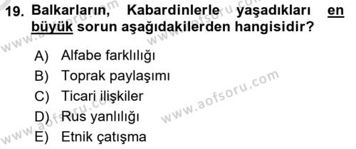 Çağdaş Türk Dünyası Dersi 2020 - 2021 Yılı Yaz Okulu Sınavı 19. Soru