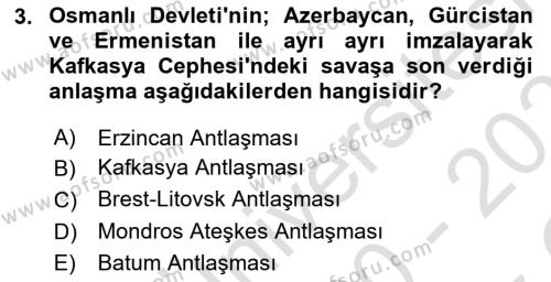 Çağdaş Türk Dünyası Dersi 2020 - 2021 Yılı Yaz Okulu Sınavı 3. Soru