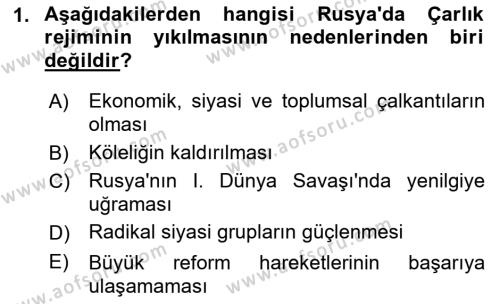 Çağdaş Türk Dünyası Dersi 2021 - 2022 Yılı Yaz Okulu Sınavı 1. Soru