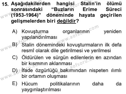 Çağdaş Türk Dünyası Dersi 2022 - 2023 Yılı (Vize) Ara Sınavı 15. Soru