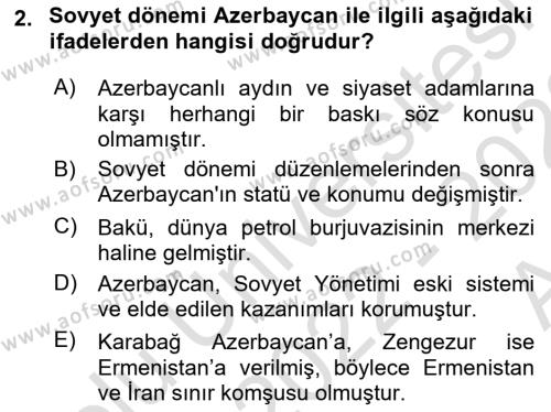 Çağdaş Türk Dünyası Dersi 2022 - 2023 Yılı (Vize) Ara Sınavı 2. Soru