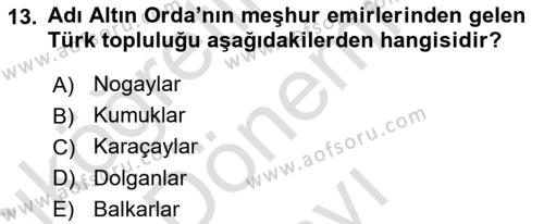 Çağdaş Türk Dünyası Dersi 2022 - 2023 Yılı (Final) Dönem Sonu Sınavı 13. Soru