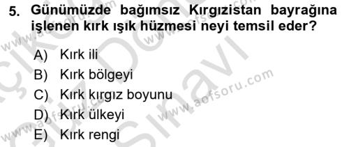 Çağdaş Türk Dünyası Dersi 2022 - 2023 Yılı (Final) Dönem Sonu Sınavı 5. Soru