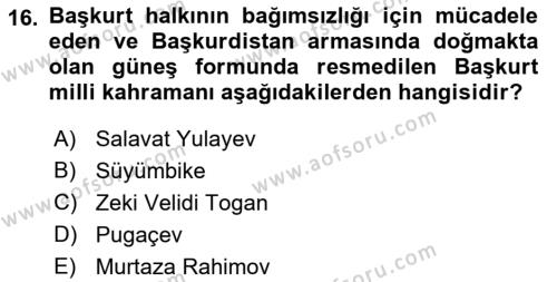 Çağdaş Türk Dünyası Dersi 2022 - 2023 Yılı Yaz Okulu Sınavı 16. Soru