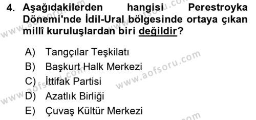 Çağdaş Türk Dünyası Dersi 2022 - 2023 Yılı Yaz Okulu Sınavı 4. Soru