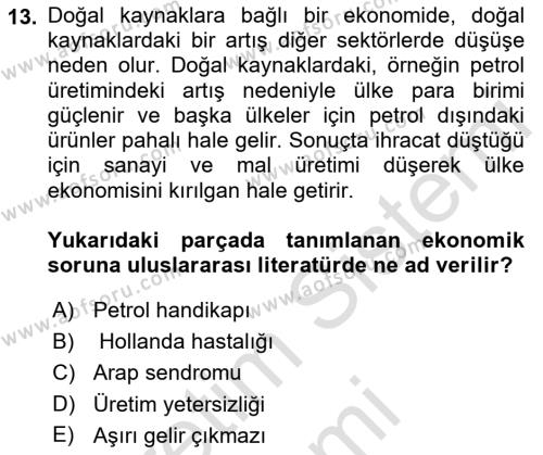Çağdaş Türk Dünyası Dersi 2023 - 2024 Yılı (Vize) Ara Sınavı 13. Soru