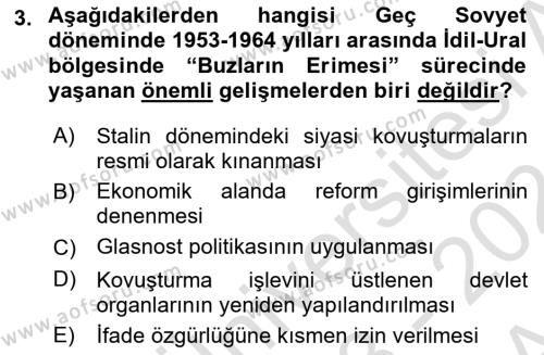 Çağdaş Türk Dünyası Dersi 2023 - 2024 Yılı (Vize) Ara Sınavı 3. Soru