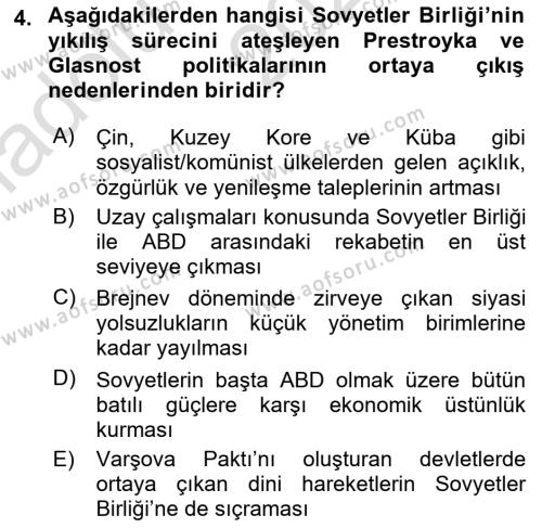 Çağdaş Türk Dünyası Dersi 2023 - 2024 Yılı (Vize) Ara Sınavı 4. Soru
