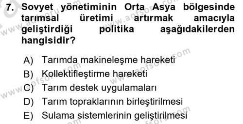 Çağdaş Türk Dünyası Dersi 2023 - 2024 Yılı (Vize) Ara Sınavı 7. Soru