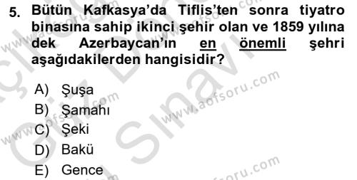 Çağdaş Türk Dünyası Dersi 2023 - 2024 Yılı (Final) Dönem Sonu Sınavı 5. Soru