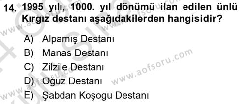 Çağdaş Türk Dünyası Dersi 2023 - 2024 Yılı Yaz Okulu Sınavı 14. Soru