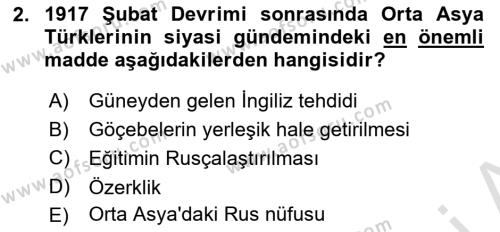 Çağdaş Türk Dünyası Dersi 2023 - 2024 Yılı Yaz Okulu Sınavı 2. Soru