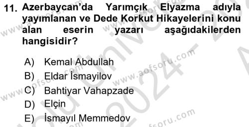 Çağdaş Türk Dünyası Dersi 2024 - 2025 Yılı (Vize) Ara Sınavı 11. Soru