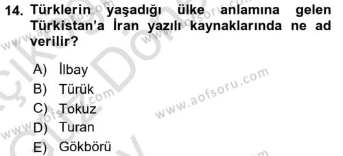 Çağdaş Türk Dünyası Dersi 2024 - 2025 Yılı (Vize) Ara Sınavı 14. Soru