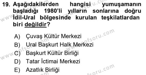 Çağdaş Türk Dünyası Dersi 2024 - 2025 Yılı (Vize) Ara Sınavı 19. Soru