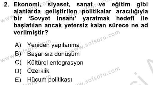 Çağdaş Türk Dünyası Dersi 2024 - 2025 Yılı (Vize) Ara Sınavı 2. Soru