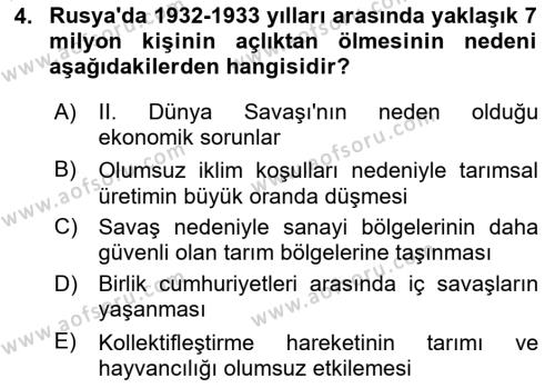 Çağdaş Türk Dünyası Dersi 2024 - 2025 Yılı (Vize) Ara Sınavı 4. Soru