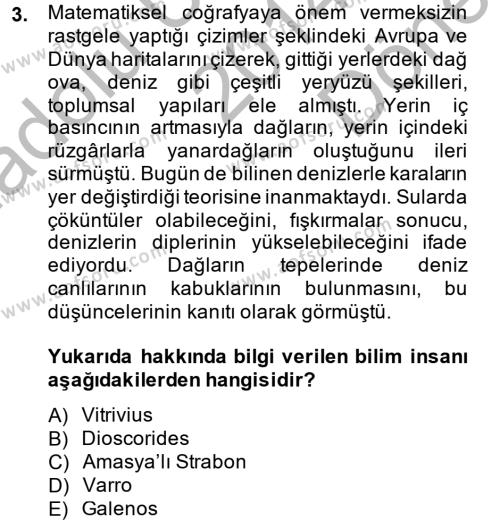 Bilim Tarihi Dersi 2014 - 2015 Yılı (Final) Dönem Sonu Sınavı 3. Soru