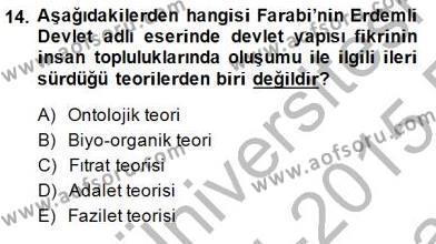 Türk Düşünce Tarihi Dersi 2014 - 2015 Yılı (Vize) Ara Sınavı 14. Soru
