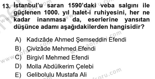 Türk Düşünce Tarihi Dersi 2023 - 2024 Yılı (Vize) Ara Sınavı 13. Soru