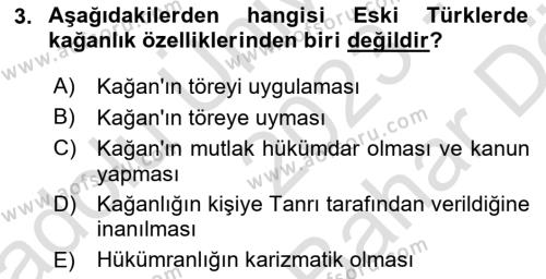 Türk Düşünce Tarihi Dersi 2023 - 2024 Yılı (Vize) Ara Sınavı 3. Soru