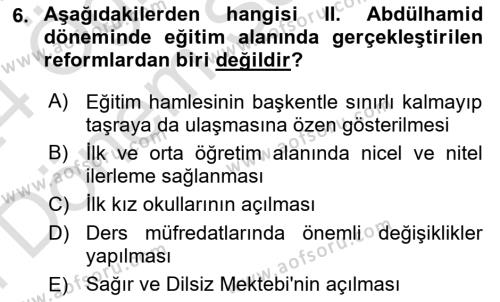 Türk Düşünce Tarihi Dersi 2023 - 2024 Yılı (Final) Dönem Sonu Sınavı 6. Soru