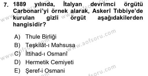 Türk Düşünce Tarihi Dersi 2023 - 2024 Yılı (Final) Dönem Sonu Sınavı 7. Soru