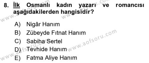Türk Düşünce Tarihi Dersi 2023 - 2024 Yılı (Final) Dönem Sonu Sınavı 8. Soru