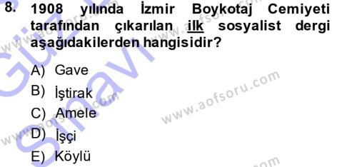 Türk Basın Tarihi Dersi 2014 - 2015 Yılı (Vize) Ara Sınavı 8. Soru