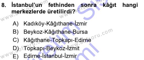 Türk Basın Tarihi Dersi 2015 - 2016 Yılı (Vize) Ara Sınavı 8. Soru