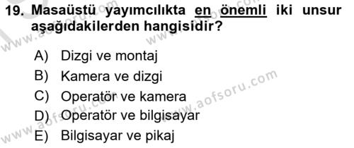 Türk Basın Tarihi Dersi 2021 - 2022 Yılı (Final) Dönem Sonu Sınavı 19. Soru