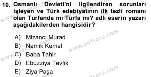 Türk Basın Tarihi Dersi 2022 - 2023 Yılı (Vize) Ara Sınavı 10. Soru