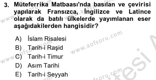 Türk Basın Tarihi Dersi 2023 - 2024 Yılı (Vize) Ara Sınavı 3. Soru