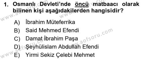 Türk Basın Tarihi Dersi 2023 - 2024 Yılı (Final) Dönem Sonu Sınavı 1. Soru