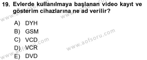 Türk Basın Tarihi Dersi 2023 - 2024 Yılı (Final) Dönem Sonu Sınavı 19. Soru