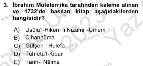 Türk Basın Tarihi Dersi 2023 - 2024 Yılı Yaz Okulu Sınavı 3. Soru